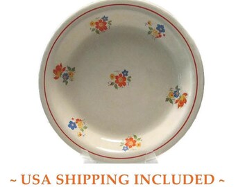 Homer Laughlin Kitchen Kraft Pie Plate Oven Serve Red Stripe