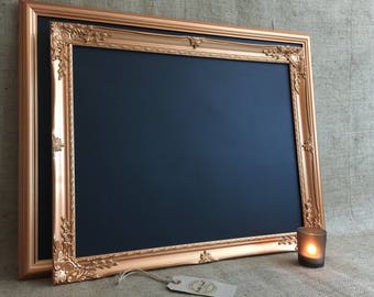 COPPER FRAMED CHALKBOARD - Copper Ornate Framed Chalkboard | Copper Framed Message Board | Copper Memo Board | Copper Wedding Decor