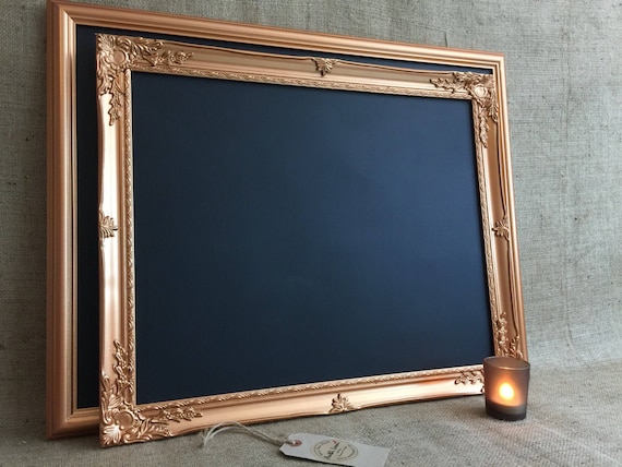 COPPER FRAMED CHALKBOARD - Copper Ornate Framed Chalkboard | Copper Framed Message Board | Copper Memo Board | Copper Wedding Decor