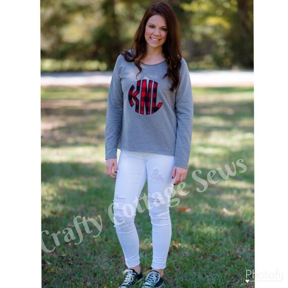 plaid monogram sweatshirt