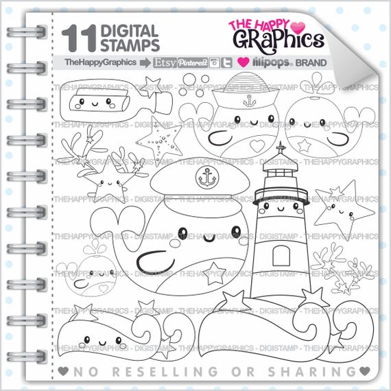 Whale Stamp Commercial Use Digi Digital Image Summer