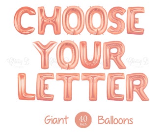 NEW Rose Gold Letter Balloons - Giant 40" Inch Mylar Balloons - You Choose the Letter You Want - Metallic Rose Gold - Authentic Megaloons
