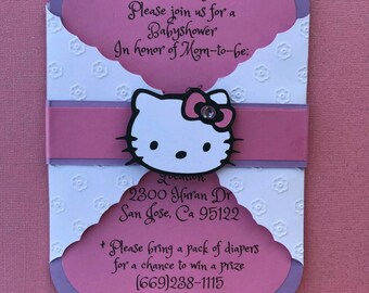 Hello kitty invitation , hello kitty , pink , purple, invitations, invitation