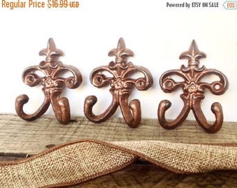 ON SALE Copper Wall Hook Set - Wall Hooks - Wall Jewelry Hanger - Key Holder - Copper Home Decor - Necklace Holder - Entryway Wall Decor - K