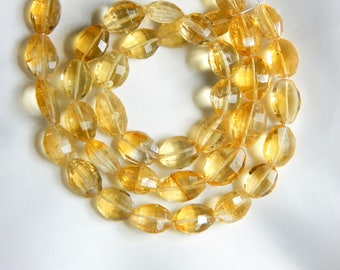 Citrine Faceted Oval Beads 100% Natural Gemstone Size 9x8.5 mm Approx.