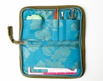 Lantern Moon Knit Aid Case, Knitting Tool Case Knitting Notions Bag, Tool Case, Knit Aid Case, Turquoise Knit Aid Case, Knitting Notions Bag