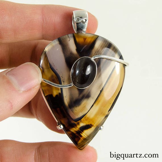 Russian Agate and Brown Cat's Eye Moonstone Sterling