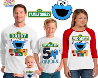 15% Off cookie monster birthday shirt /sesame street shirt /family matching shirts/sesame street birthday party shirt /sesame street/ family