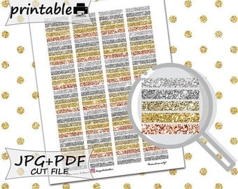 50% OFF SALE Silver Gold Rosegold Glitter Header Stickers/Erin Condren Planner Stickers/Happy Planner Stickers/Glitter Header/Printable Plan