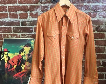 Vintage Seventies 1970s Men's Western Shirt.