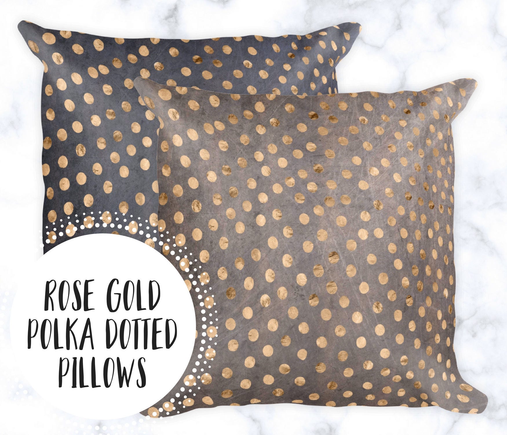 Rose Gold Polka Dot Throw Pillow Boho Bed Pillows Chic