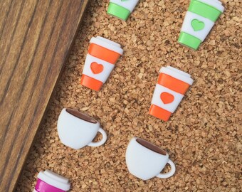 Coffee Thumbtacks,Push Pins,Thumb Tacks,Pushpins,Coffee Decor,Office Desk Accessories,Coffee Decorations,Coffee Lovers Gift,Small Gifts
