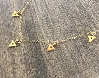 V is for Vegan charm necklace, dainty, layering, stacking, light, minimalist