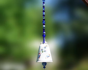 Sun Catcher, Suncatcher, Crystal Sun Catcher, Beaded Sun Catcher, Wind Chime, Bell Sun Catcher, Garden Art, Garden Decor, Yard Art