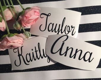 Any name decal , personalized vinyl sticker , bridesmaid gift , birthday party decor , diy wedding , lunchbox sticker , laptop decal