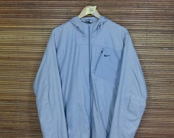Vintage 1990's NIKE Windbreaker Hoodie Jacket Unisex Xlarge Nike Streetwear Trainer Swoosh Nike Sportswear Gray Windrunner Jacket Size XL