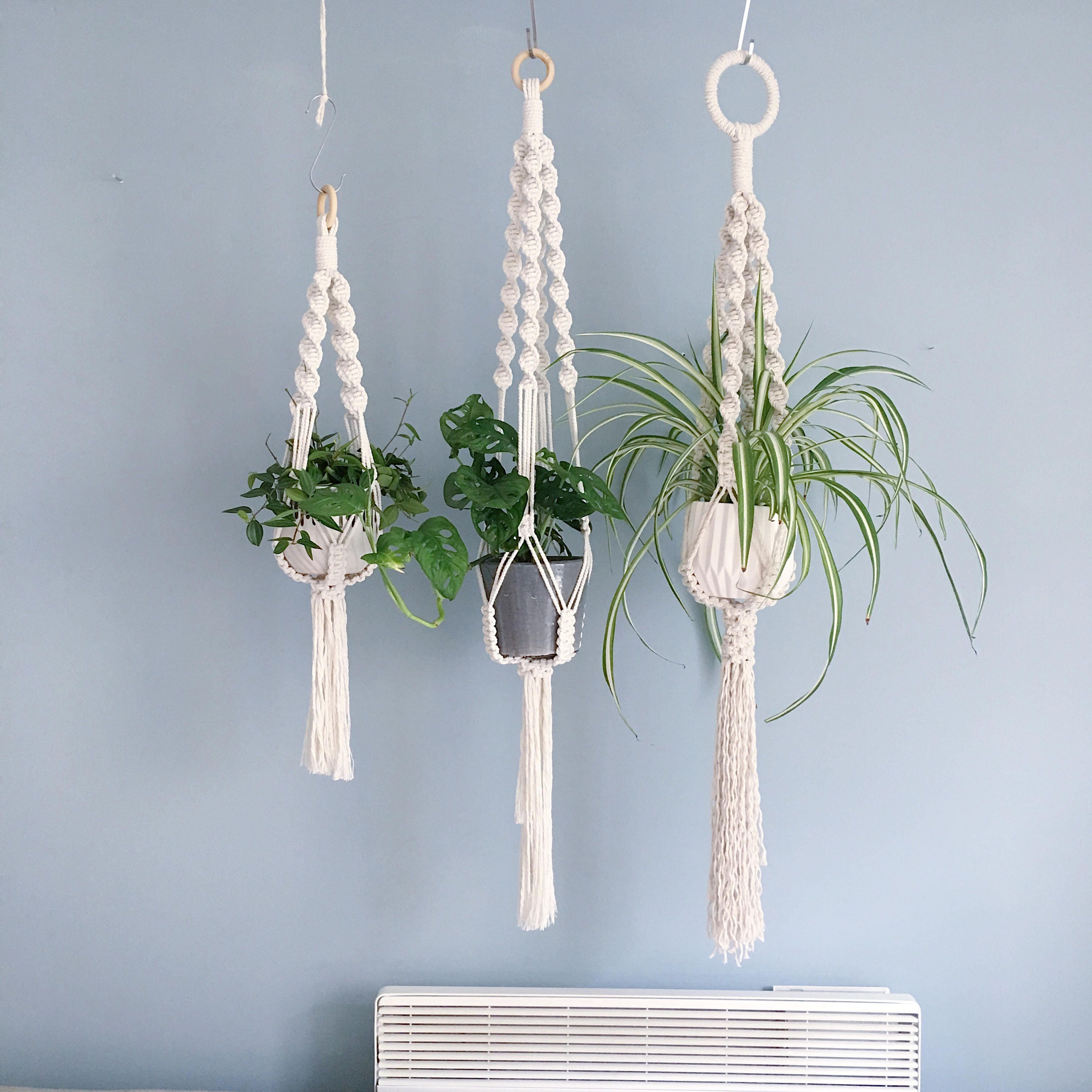 Chunky Macrame  Plant  Hanger  Spiral  Crown 3 sizes