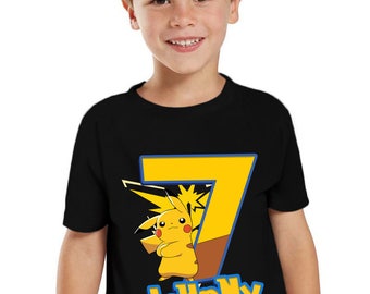 Pokemon Birthday Shirt Customized birthday party shirt Add Name & Age Pokemon Pikachu TShirt LL 01