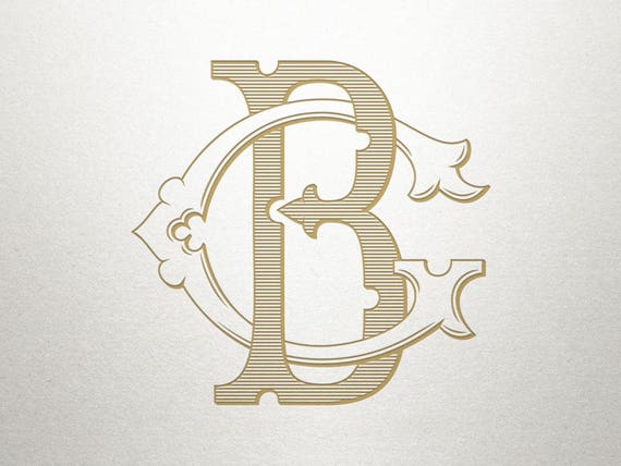 Digital Antique Monogram BG GB Antique Monogram