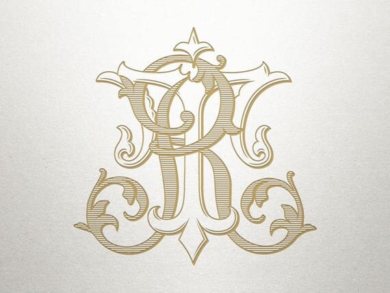 Vintage Wedding Monogram RT TR Wedding Monogram Digital