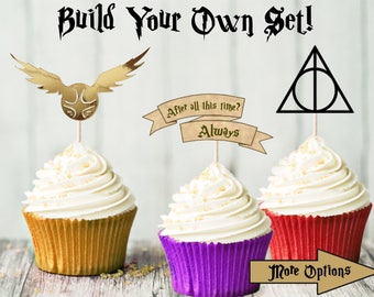 12 Harry Potter Cupcake Toppers - Build Your Own Set - Birthday Party - Hogwarts Party - Harry Potter Party - Decoration