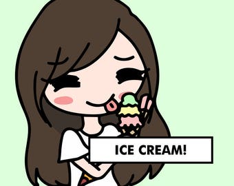 ICE CREAM Stickers / planner stickers, food stickers, eating stickers, ice cream, summer stickers, snack stickers / SD24