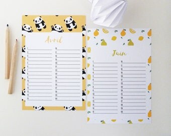 Perpetual calendar 10 x 14, 8cm with varied patterns