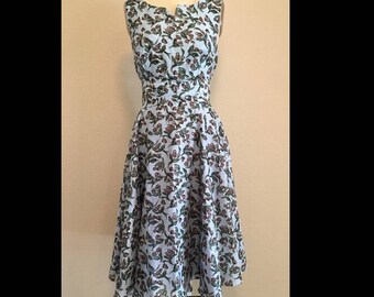 Floral print 60s dress/midi dress/retro dress/ circle skirt