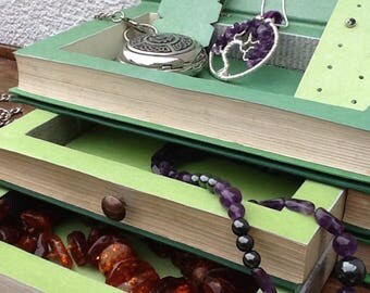 Book jewellery box hollow book safe book stack keepsake box upcycled recycled repurposed book art altered book art