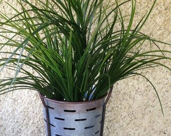 Tall Olive Bucket w/ Handle Basket Gathering Farmhouse Decor Galvanized 12"