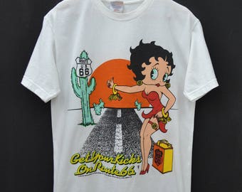 BETTY BOOP Shirt Vintage 90's Betty Boop Get Your Kicks On Route 66 Made In USA Tee T Shirt Size M