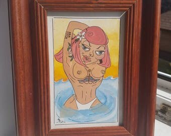 framed painting perfect gift skinny dipper.