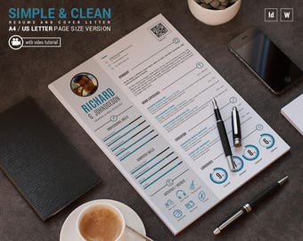 Modern Resume Template / Curriculum Vitae. Creative Resume and Cover Letter Design | Word + InDesign Resume, Easy-to-edit, Instant Download