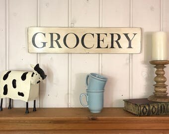 Grocery sign | rustic wood kitchen sign | pantry sign | rustic kitchen decor | 24" x 5.25"