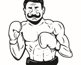 Boxer #4 Vintage Retro Champion Boxing Gloves Ring Fight Fighting Mma Logo .SVG .EPS .PNG Digital Clipart Vector Cricut Cut Cutting File