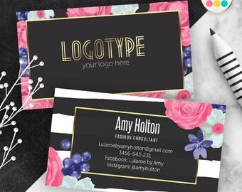 Black Lula Business Card, Free Customize, Zebra Collection, For Independent Consultant, Calling Card
