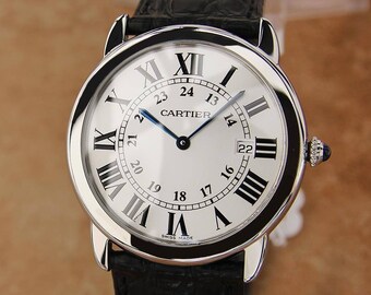 Cartier Ronde Mens 36mm Stainless Steel Quartz Luxury Dress Watch c2000 SIW160