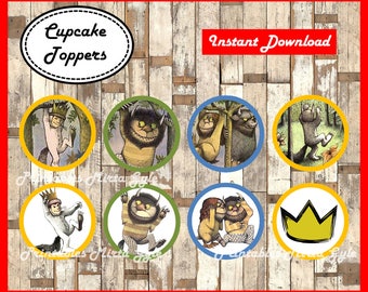 Where The Wild Things Are cupcakes toppers, printable Where The Wild Things Are party toppers, Where The Wild Things Are cupcakes toppers
