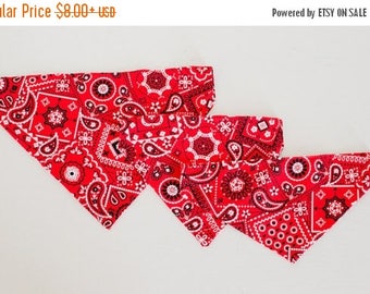 SALE Dog Bandana-Large Dog Bandana-Puppy Bandana-Cat Bandana-Red Dog Bandana-Over The Collar Bandana-Paisley Dog Bandana-Western Dog Bandana