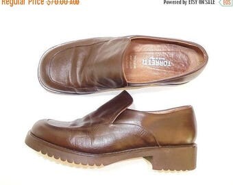 HALF OFF SALE Ladies Vintage Loafers, Italian Leather Shoes, Brown Leather Shoes, Ladies Brown Vintage