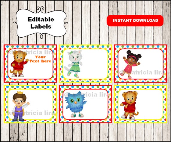 Daniel tigers Printable Cards tags book labels stickers