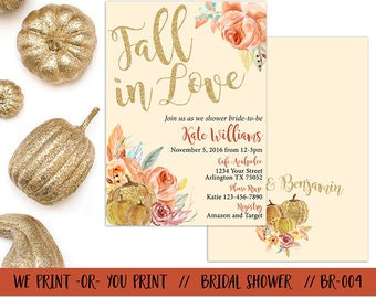 Fall in Love Bridal Shower Invitation, Fall Bridal Shower Invitation, Autumn Bridal Shower, Fall Bridal Invitation, Fall in Love Invitation