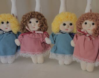 SALE Vintage Fabric Doll Ornaments, Pocket Dolls, Dolls for Crafting