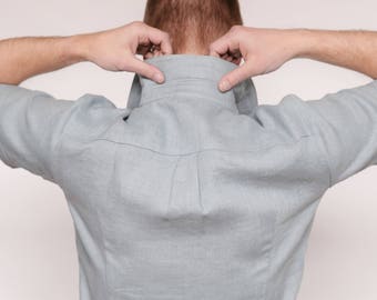 Linen shirt/flax shirt/mens linen shirts/flax clothing/mens linen shirt/business casual/slimfit
