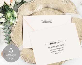 Calligraphy Envelope Template, Envelope Printable, Modern Wedding Envelope, A7 A6 A2 RSVP, Editable Address, PDF Instant Download #SPP007ev