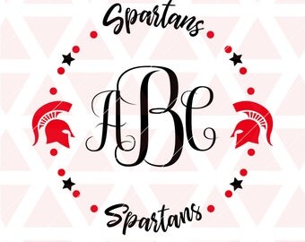 Spartans Monogram Frame svg, dxf, cricut,cameo, cut file, football, baseball, softball, volleyball, basketball, soccer, Tball, spartans logo