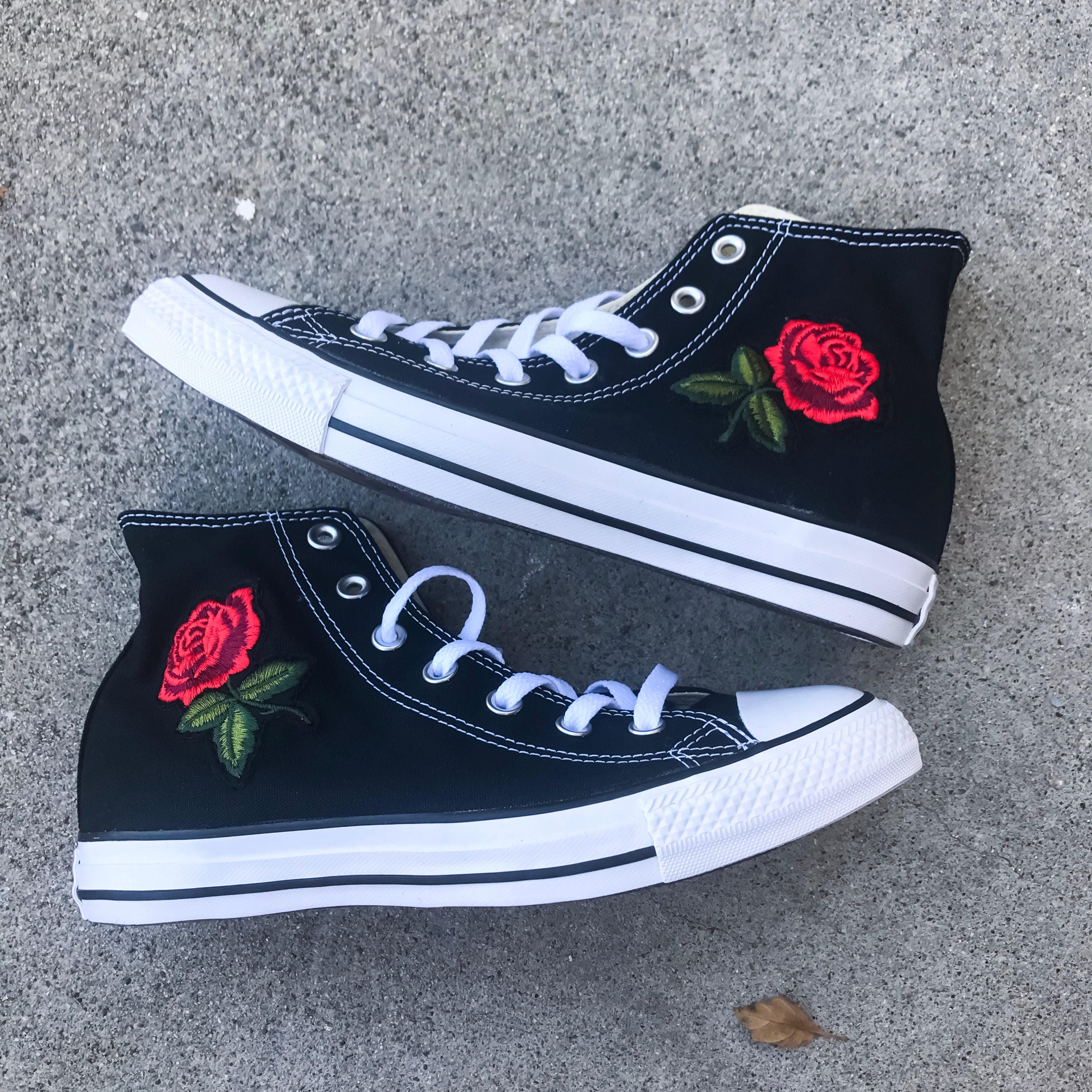 High Top Rose Converse Floral Converse Rose Shoes Sewed in