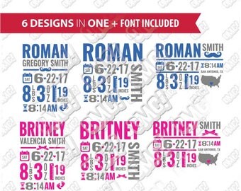 Baby Birth Announcement svg dxf eps jpeg format layered cutting files clipart screen print die cut decal vinyl cutter cricut silhouette