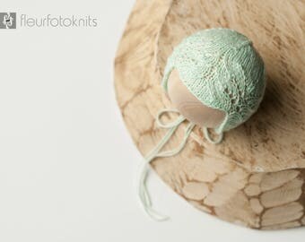 Delicate Leaves Newborn Bonnet | Newborn Photography Prop | Photo Prop | Newborn Prop | RTS | Merino | Variegated | Newborn Prop