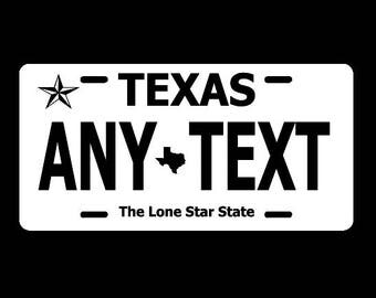 TEXAS Personalized License Plate Customized Auto Tag "ANY TEXT" 6x12 Sign Tx